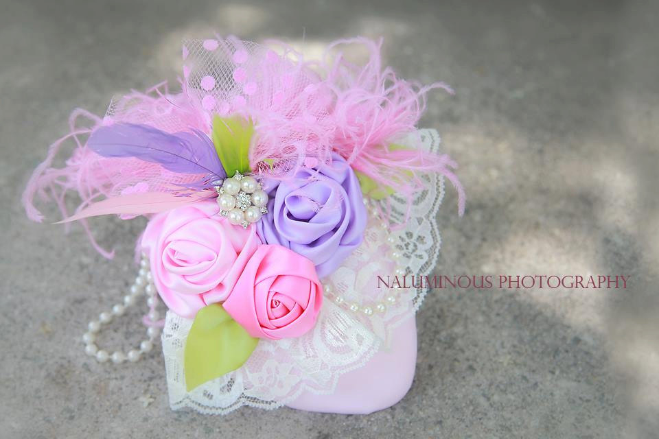 カラフル薔薇咲く☆パステルカラーの巻き薔薇とフェザーのティアドロップハット