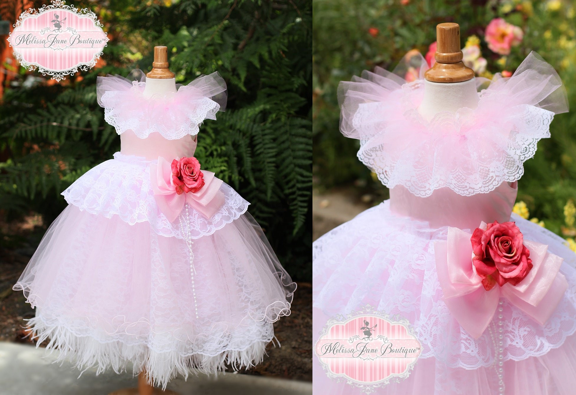 〜アナベル〜 オーストリッチフェザードレス「『Annabelle』 Girls Ostrich Feather Dress」1歳から12歳