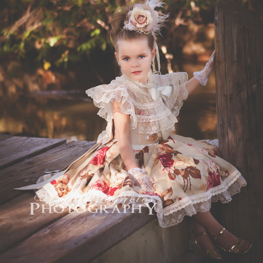 秋の花のプリンセスドレス「Autumn Flowers Girls Princess Dress」1歳から6歳