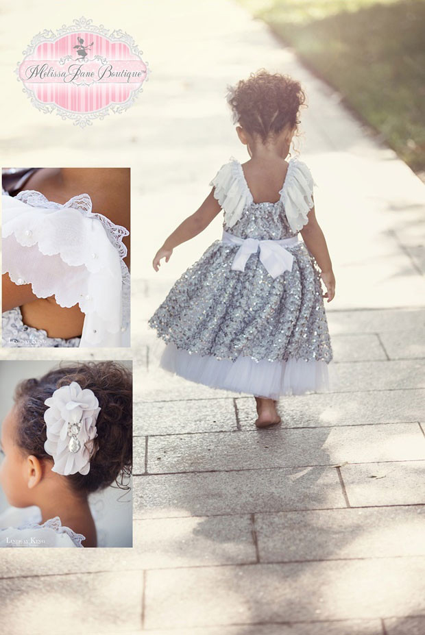 ディヴァイン とてもかわいい銀色のドレス「Devine So Pretty Silver Girls Dress」1歳から6歳