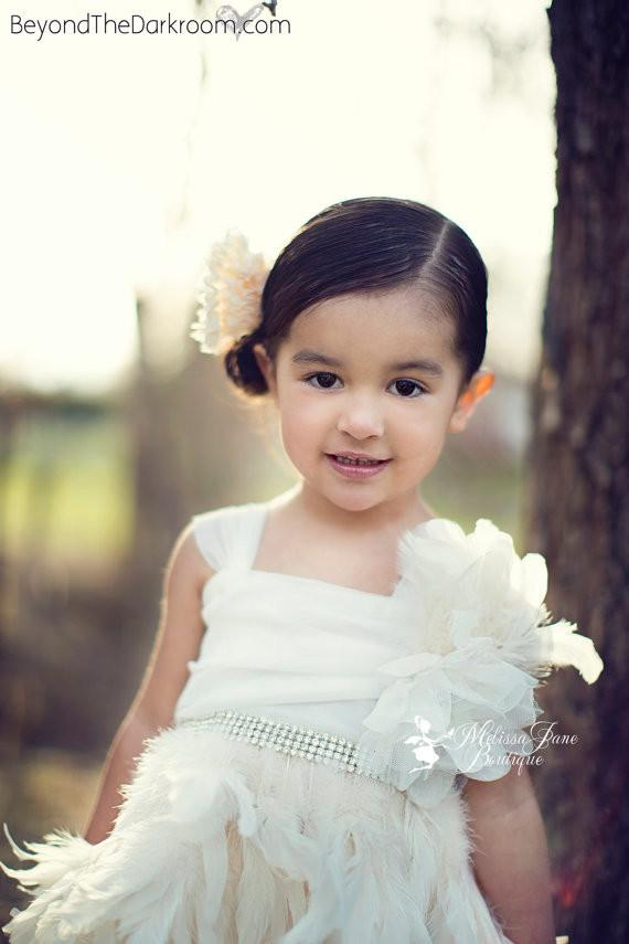ラグジュアリーフェザードレス「Exquisite Elegant Luxury Girls Feather Dress」1歳から10歳