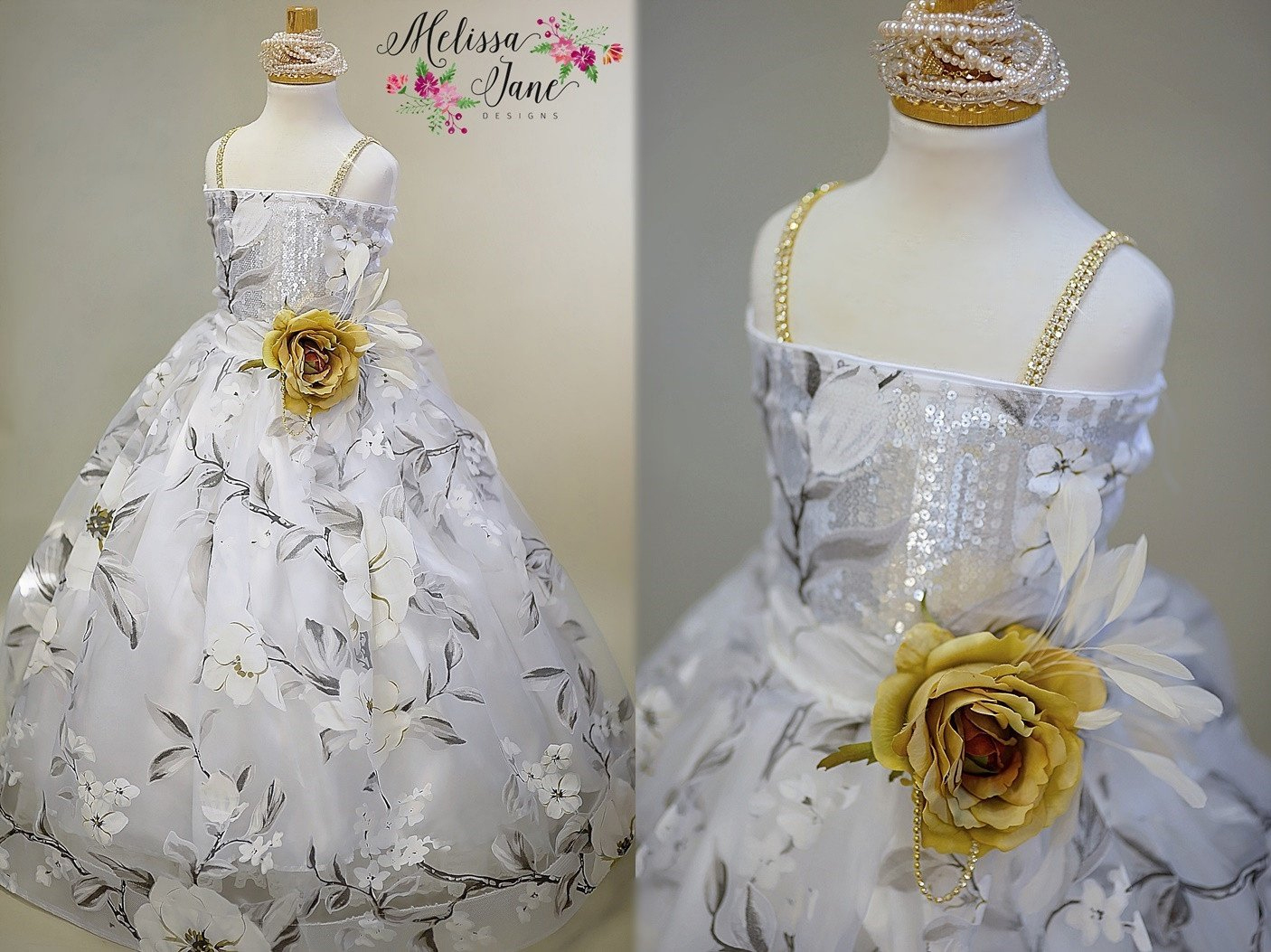 特別な日のための花のドレス「Floral Special Ocassion Girls Dress」3歳から10歳