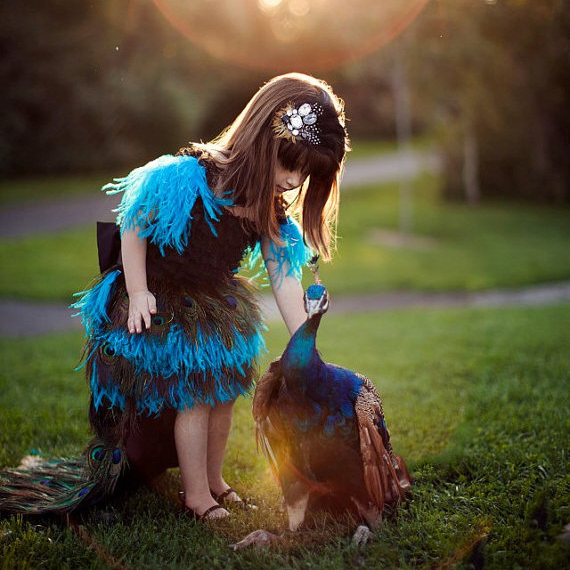 孔雀の情熱「Peacock Passion Girls Dress」1歳から6歳