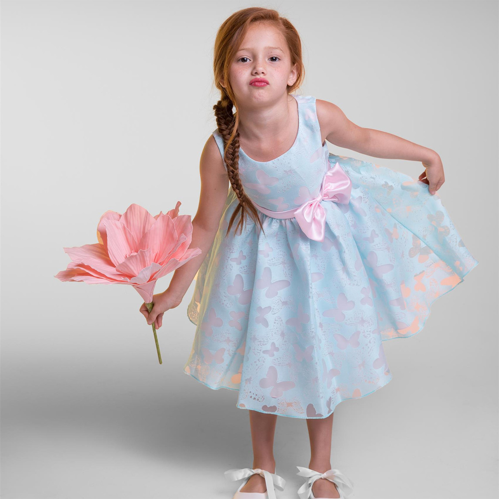 シンプルな蝶のオーガンジードレス「Simple Butterfly Organza Dress」2歳から12歳