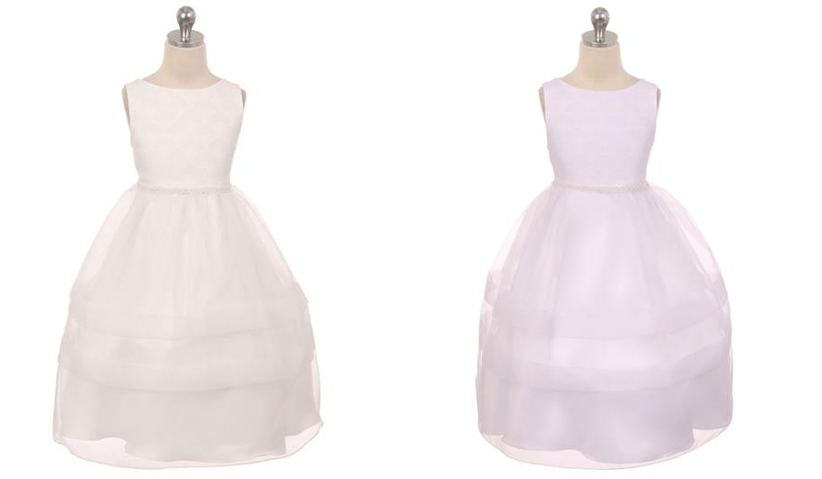シンプルコレクション〜女の子の聖餐式ドレス「Simple Collection Fan Design Girls Communion Dress」2歳から12歳