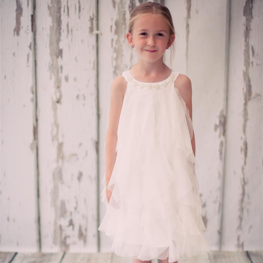 シンプルコレクション~女の子のメッシュフリルドレス「Simple Collection Girl Mesh Ruffle Dress」2歳から12歳