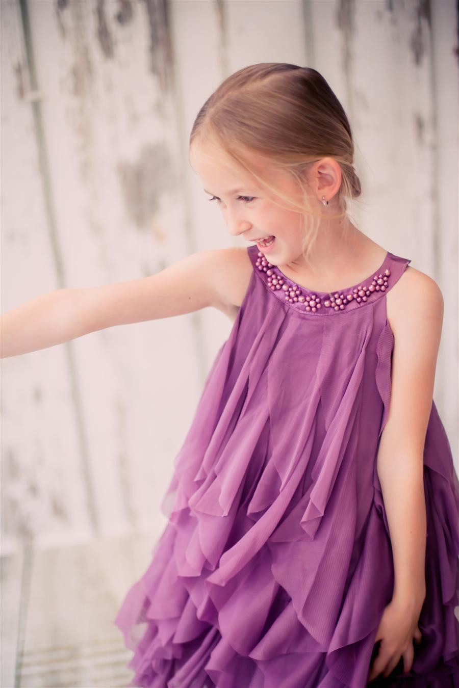 シンプルコレクション~女の子のメッシュフリルドレス「Simple Collection Girl Mesh Ruffle Dress」2歳から12歳