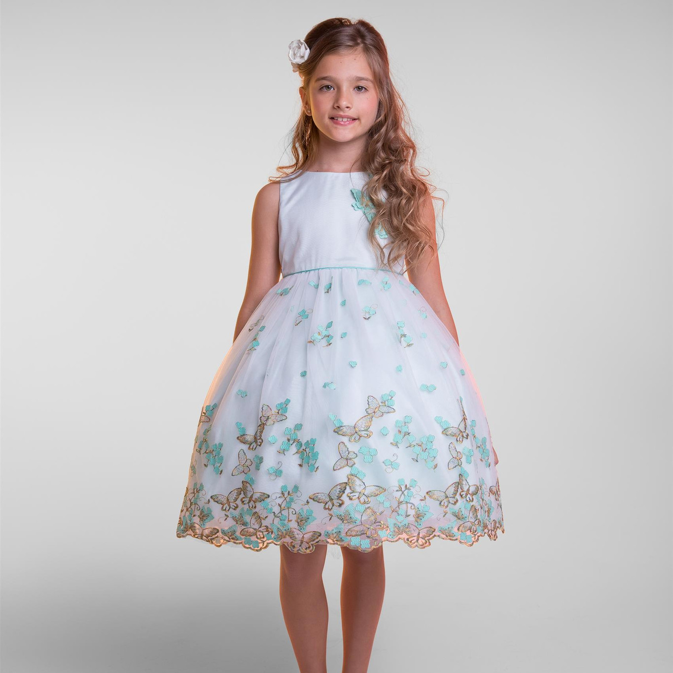 スウィートバタフライ シンプルなメッシュドレス「SImple Sweet Butterfly Mesh Dress」2歳から12歳