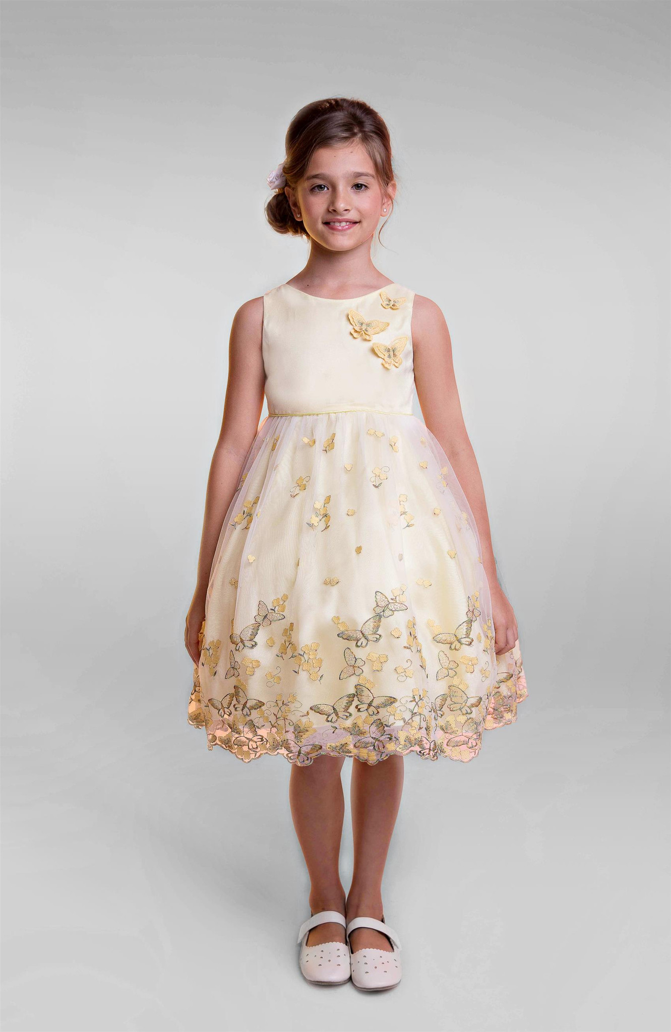 スウィートバタフライ シンプルなメッシュドレス「SImple Sweet Butterfly Mesh Dress」2歳から12歳