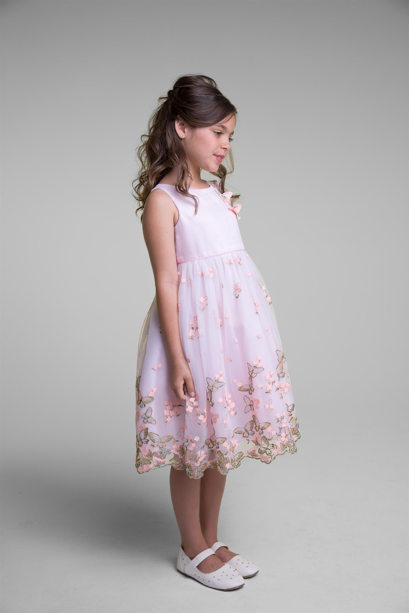 スウィートバタフライ シンプルなメッシュドレス「SImple Sweet Butterfly Mesh Dress」2歳から12歳