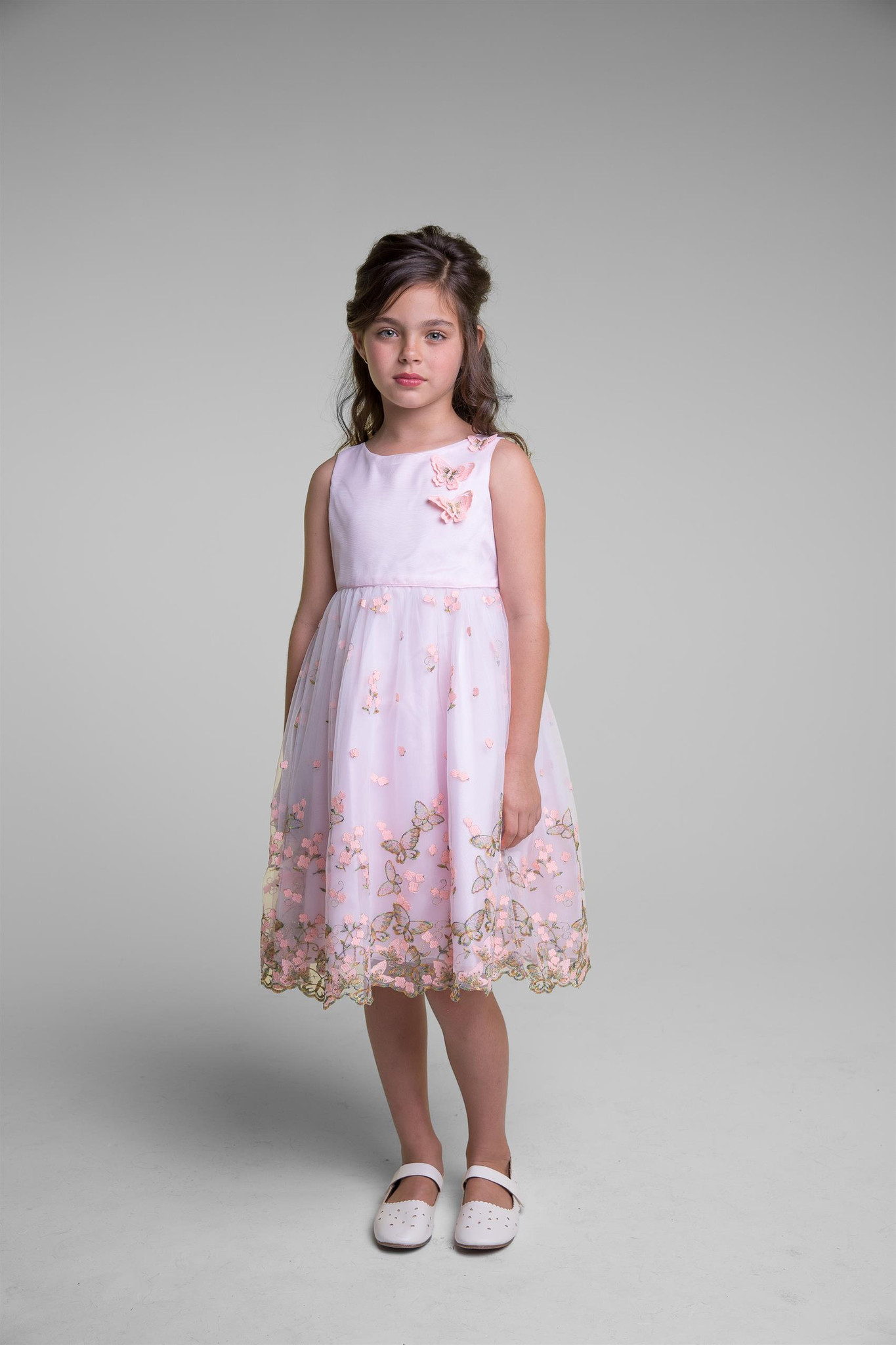 スウィートバタフライ シンプルなメッシュドレス「SImple Sweet Butterfly Mesh Dress」2歳から12歳