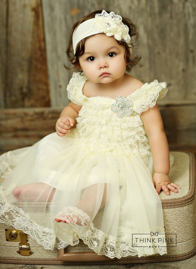 ナチュラルワンピース ハートロブペチレースドレス お花のラインストーン付き newborn-7years