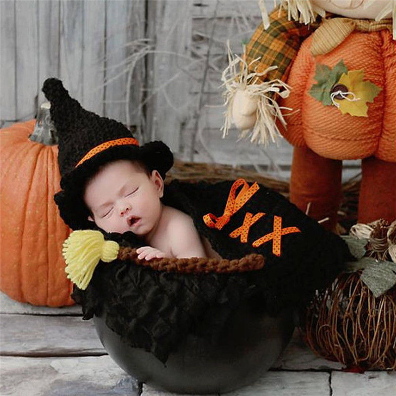 ハロウィン衣装★かぎ針編みの魔女衣装セット Newborn-3Months Baby