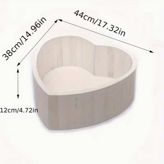 ウッドボックス 木製バスケット ハート ホワイト