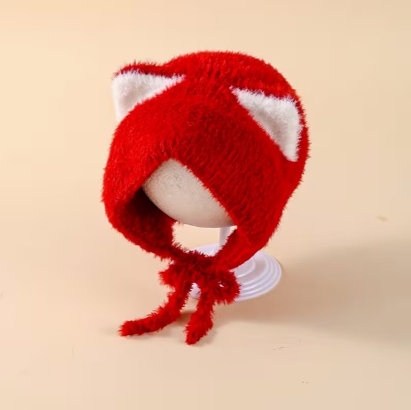 ニューボーンフォト 撮影小物 撮影小道具 ベビー帽子 ニットキャップ ニット帽  耳付き ねこ