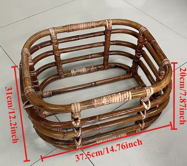 撮影用ラタンバスケット レクタングル 籐