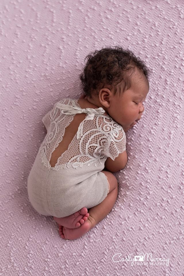 Newbornドレス☆繊細なレースのかわいいロンパース アイボリー