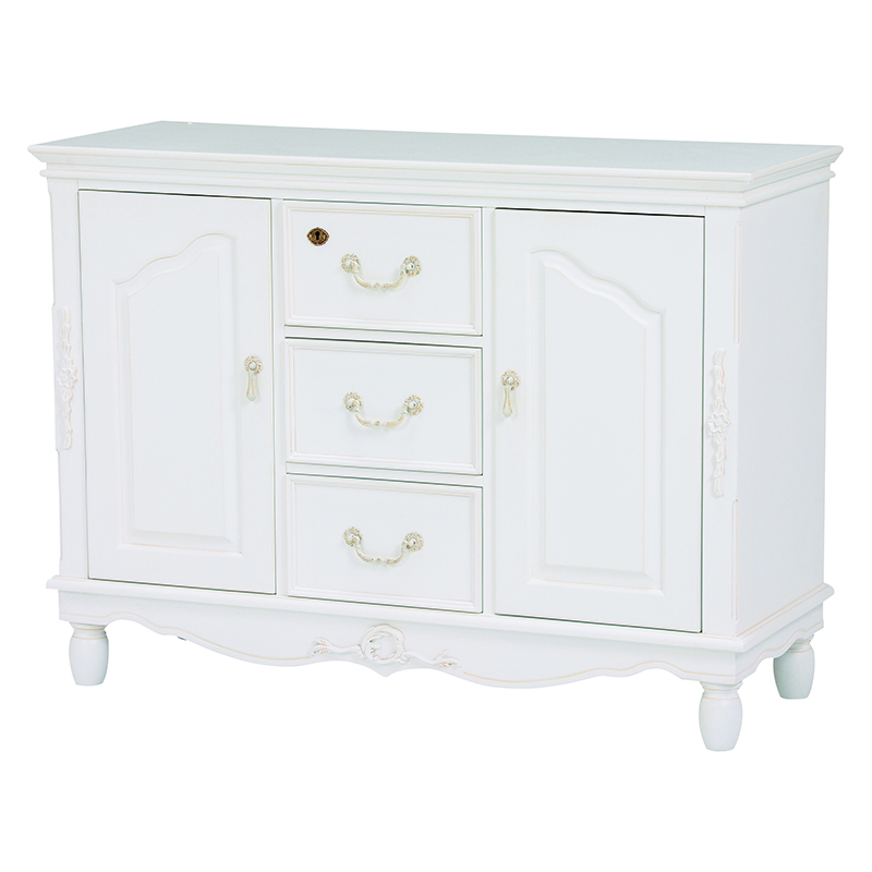 ハンプトンII キャビネット 幅110cm アンティークホワイト