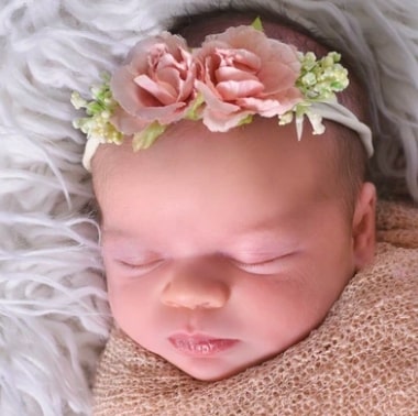 ニューボーンフォト 新生児赤ちゃんのフラワーヘアバンド ベビーサイズ Blush