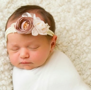 ニューボーンフォト 新生児赤ちゃんのフラワーヘアバンド ベビーサイズ Style42