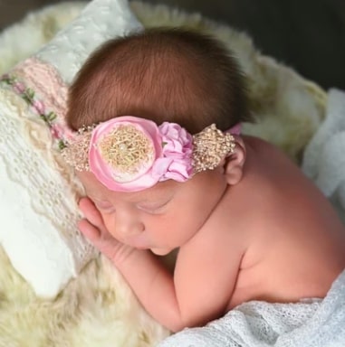 ニューボーンフォト 新生児赤ちゃんのフラワーヘアバンド ベビーサイズ Style49