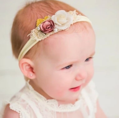 ニューボーンフォト 新生児赤ちゃんのフラワーヘアバンド ベビーサイズ Style60