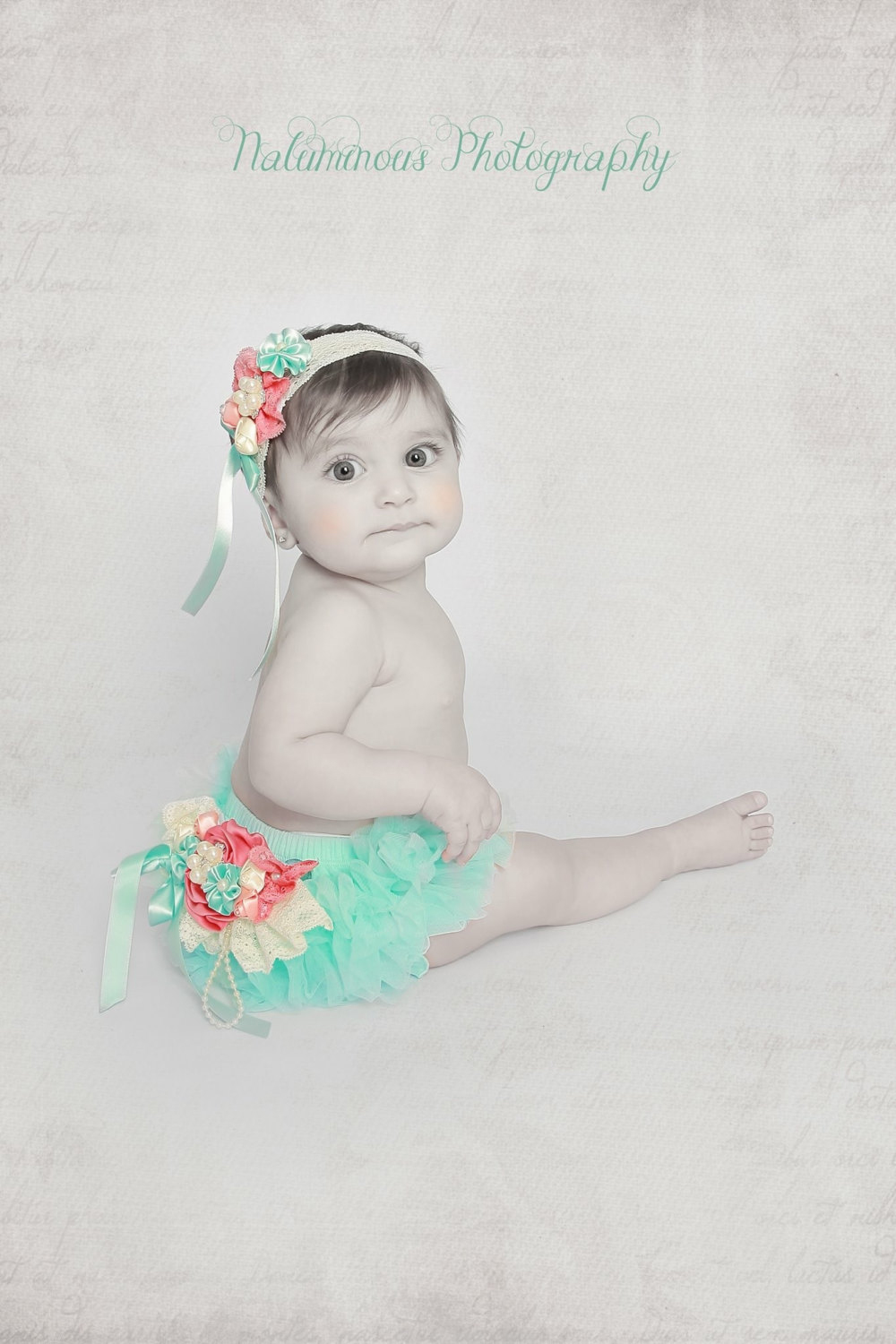 Newbornフォト★ギフトにも!サッシュつきブルマ・ヘッドバンドのセット