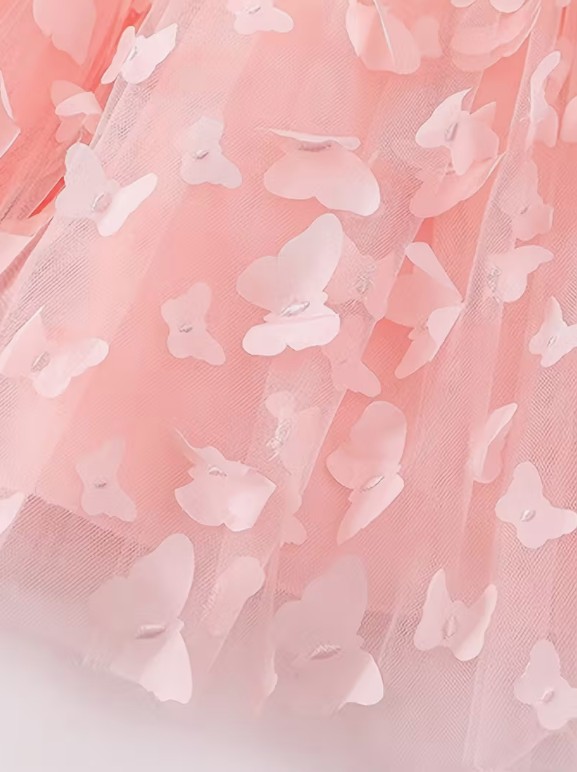 ニューボーンフォト 撮影衣装 ベビー衣装 ガールズ バックリボンのバタフライドレス お花のヘッドバンド付き ピンク 長袖 0～24ヶ月