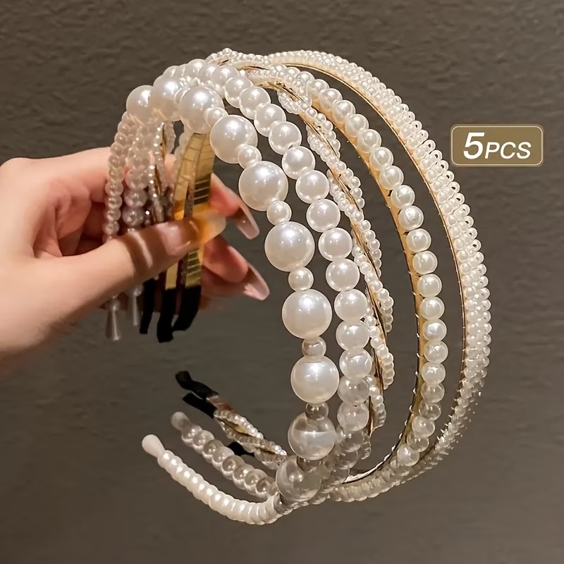 フェイクパール ヘアフープ 5個セット