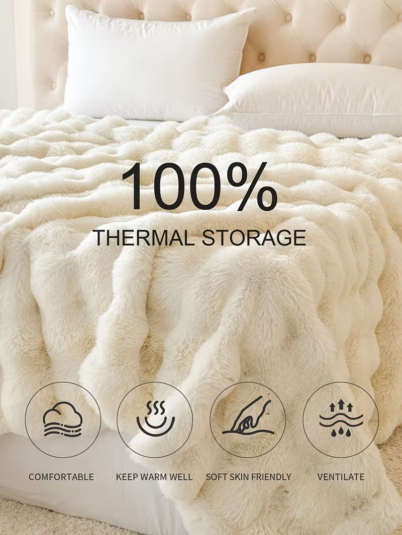 ふわふわラビットファー大判ブランケット ホワイト