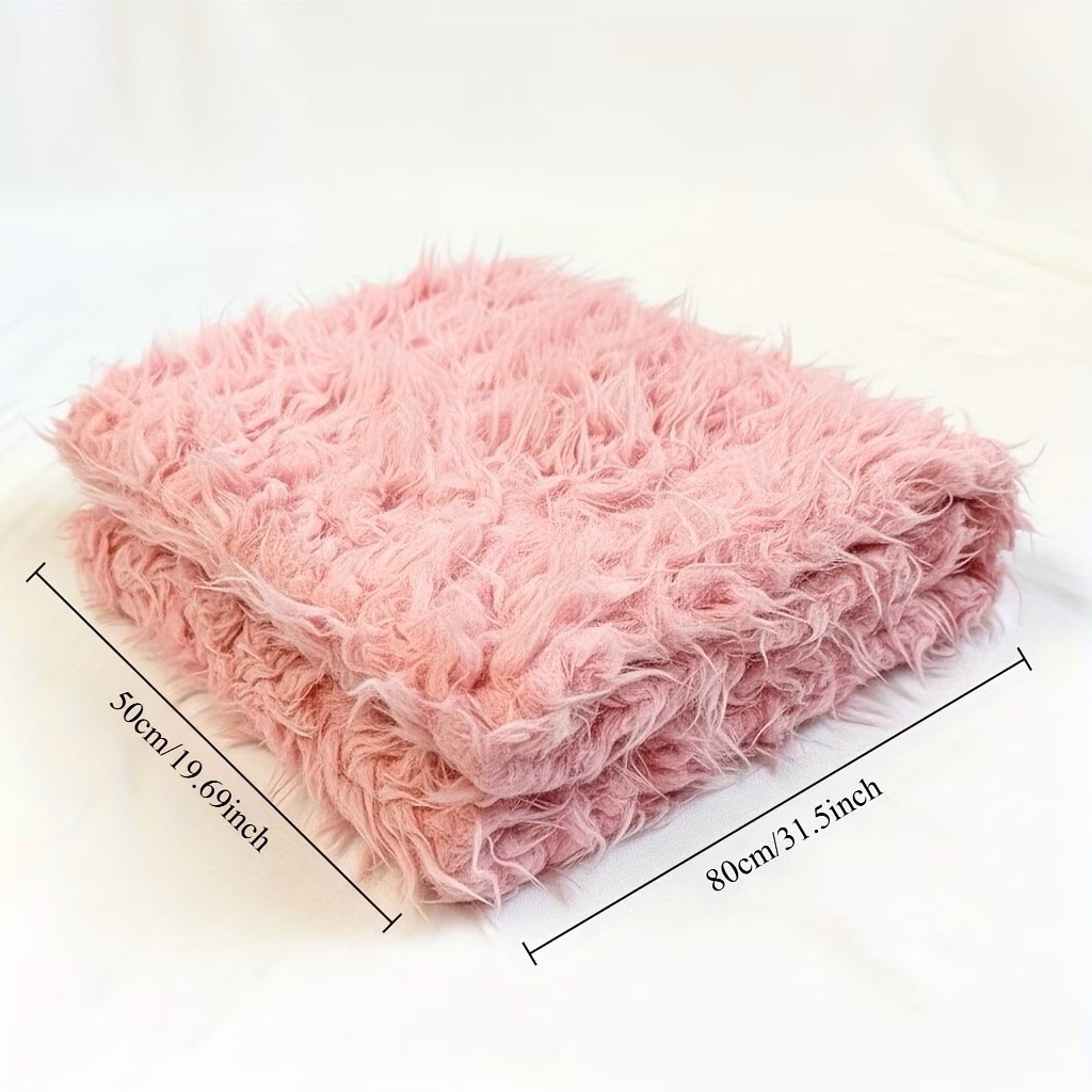 フェイクウールファー生地 約80×50cm ピンク/グレー