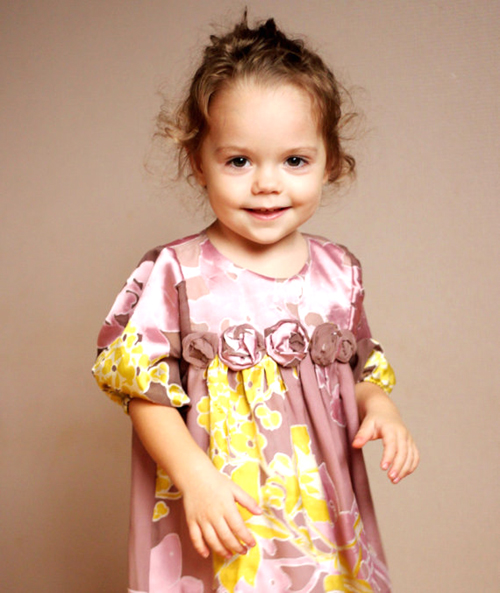 シルクシフォン☆花柄ピンクワンピースドレス6months-6才