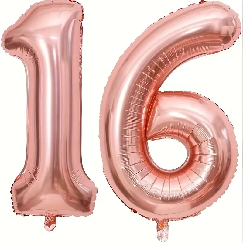 Sweet16 数字バルーン 1と6 ローズゴールド