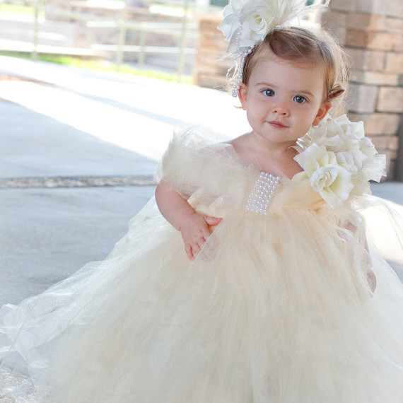 スイートアイボリー 至福のチュチュドレス「Sweet Ivory Bliss Girls Tutu Dress」0歳から6歳