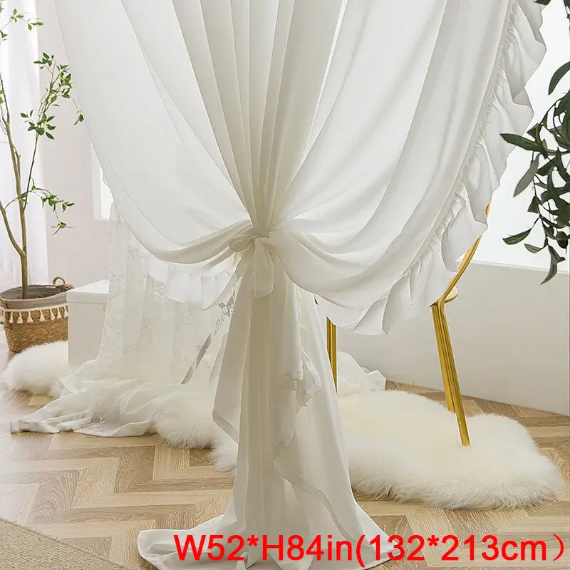 カーテン フリルデザイン ホワイト ヴィンテージ フレンチ ロマンチック 装飾 1pc