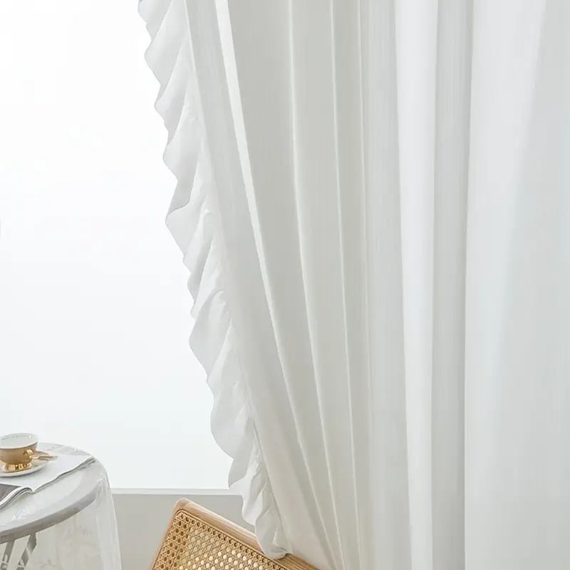 カーテン フリルデザイン ホワイト ヴィンテージ フレンチ ロマンチック 装飾 1pc