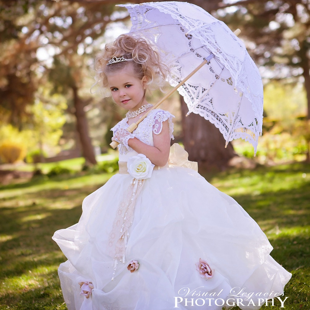 幻想的で上品なバブルドレス「Whimsical ClassyPickupBubbleFlowerGirlDress」1歳から14歳